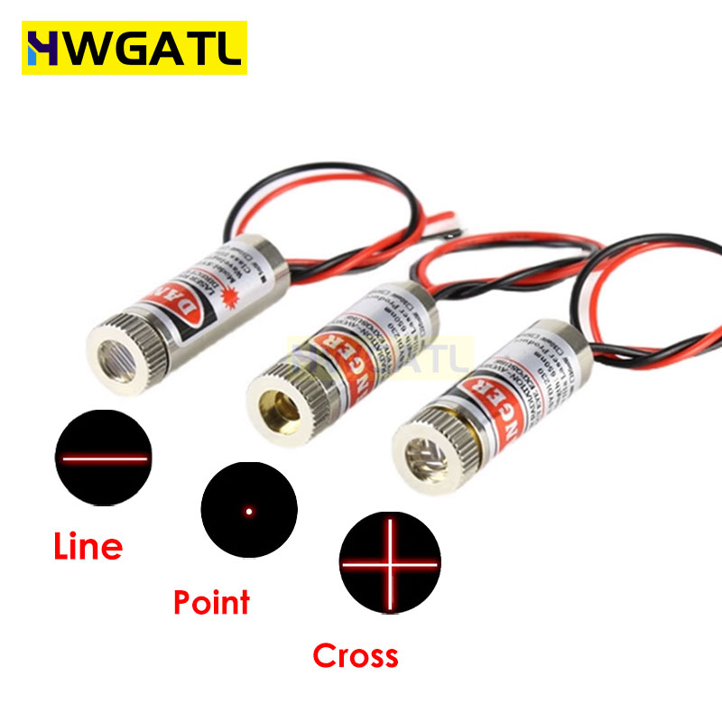 Industrial Laser Diode - Cabeça de módulo laser vermelho/linha/cruz, 650nm,